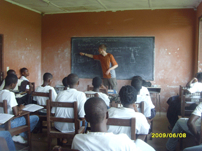 Adam teaching in Liberia